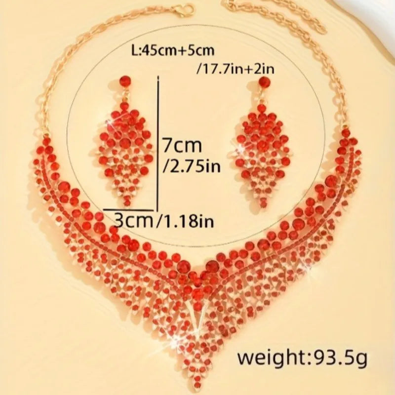 3PC Women's Fashion Trend Starry Sky Conical Leaf Necklace Earrings Jewelry Set